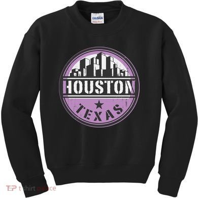 Neon Houston Texas Logo Kids Sweatshirt
