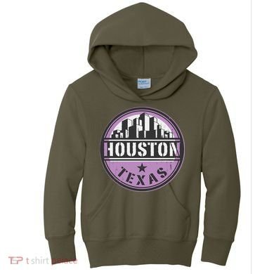 Neon Houston Texas Logo Kids Hoodie