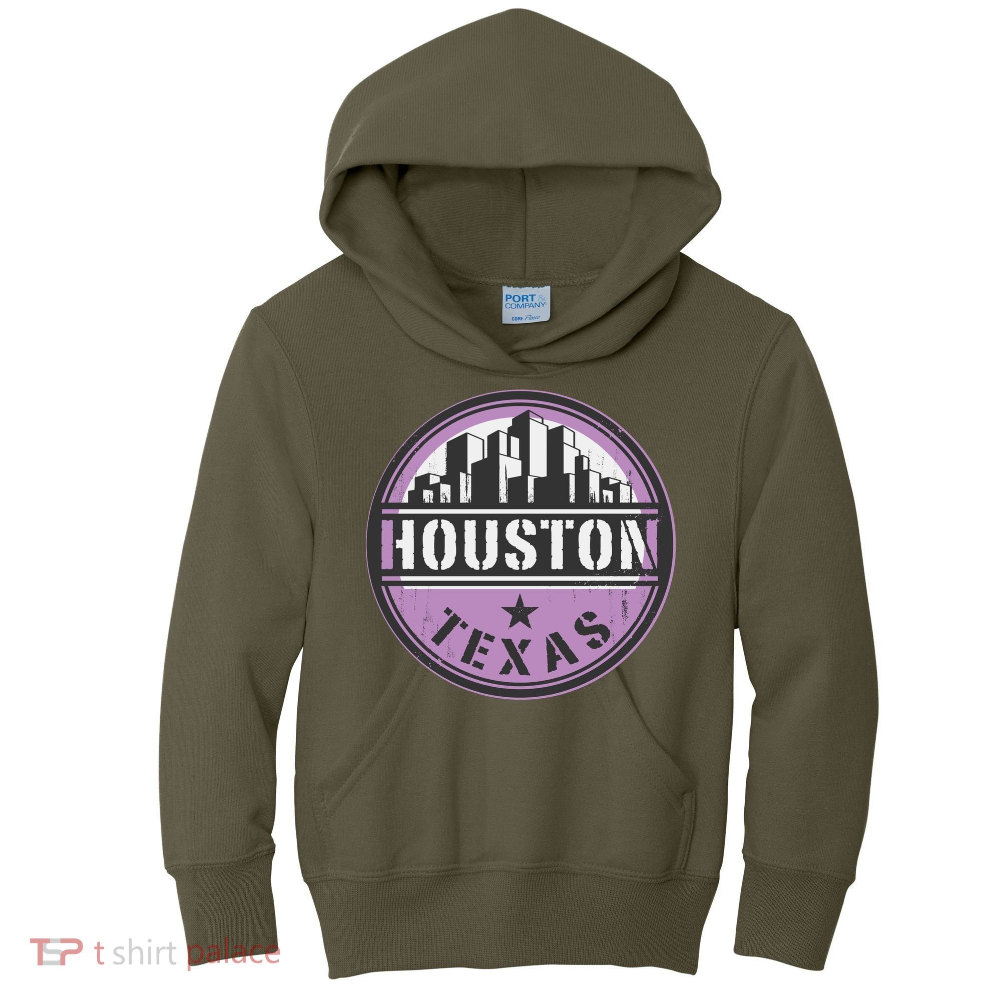 Neon Houston Texas Logo Kids Hoodie