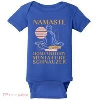 Namaste Home With My Miniature Schnauzer Sayings Dog Lover Gift Baby Bodysuit thumb 0