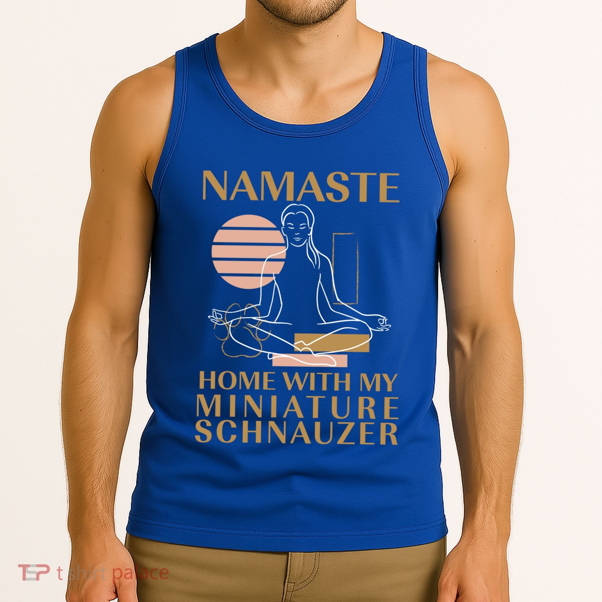 Namaste Home With My Miniature Schnauzer Sayings Dog Lover Gift Tank Top