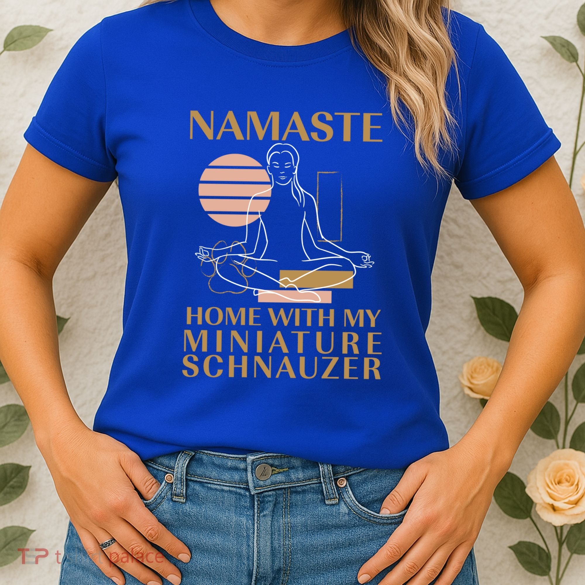 Namaste Home With My Miniature Schnauzer Sayings Dog Lover Gift Women's T-Shirt