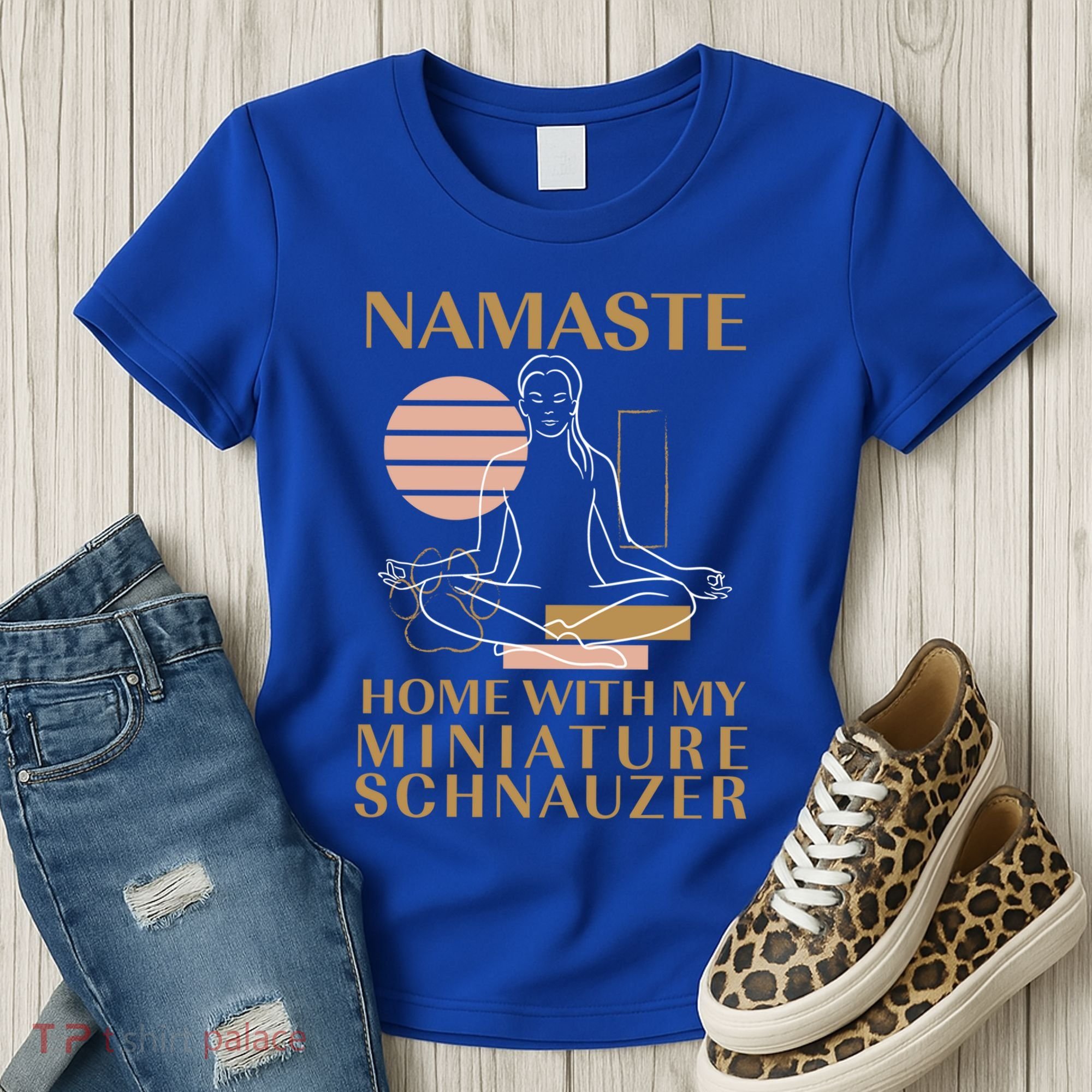 Namaste Home With My Miniature Schnauzer Sayings Dog Lover Gift Women's T-Shirt