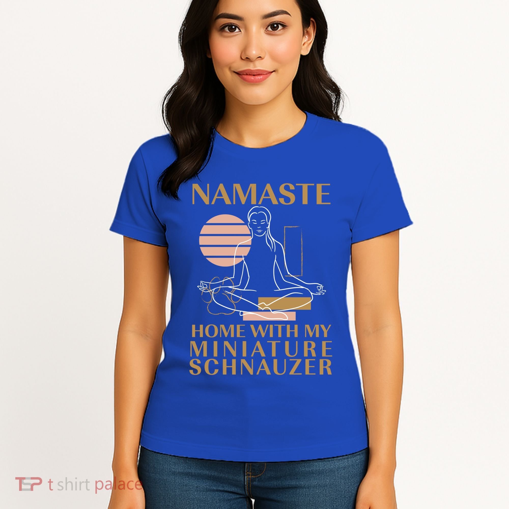 Namaste Home With My Miniature Schnauzer Sayings Dog Lover Gift Women's T-Shirt