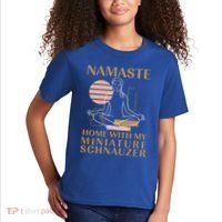 Namaste Home With My Miniature Schnauzer Sayings Dog Lover Gift Kids T-Shirt thumb 2