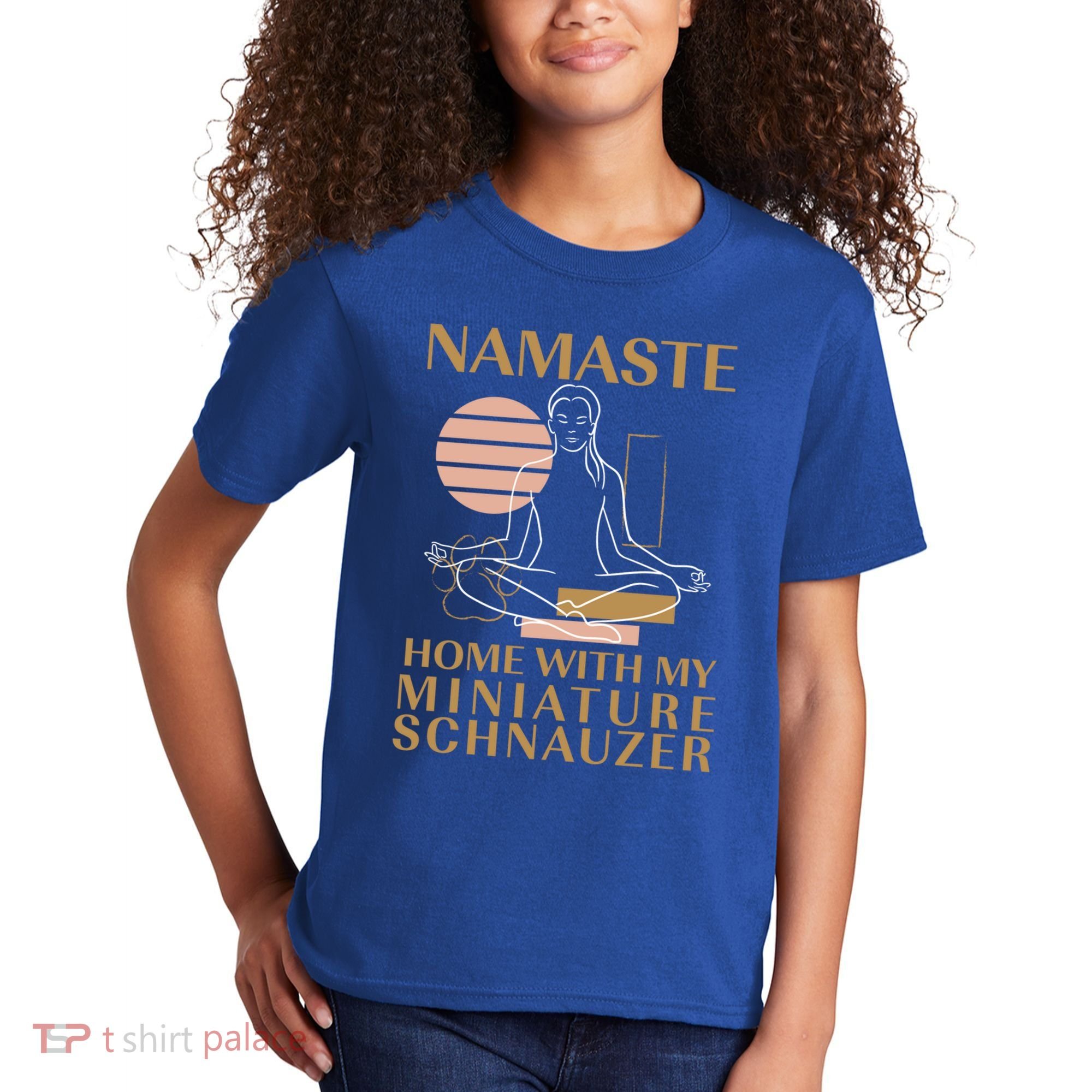 Namaste Home With My Miniature Schnauzer Sayings Dog Lover Gift Kids T-Shirt
