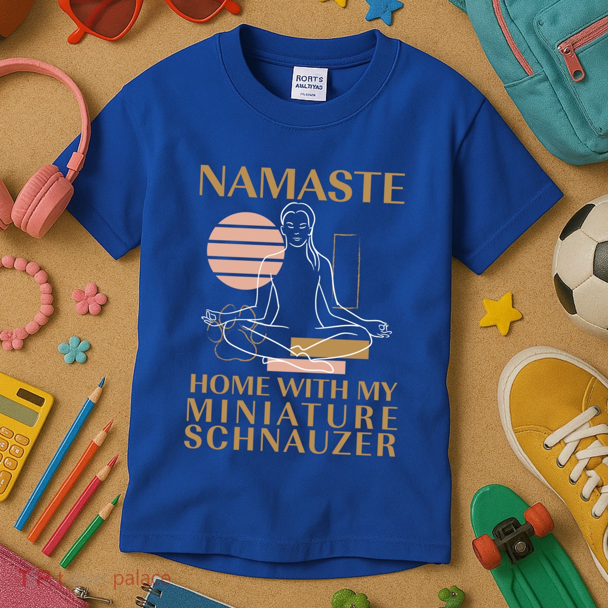 Namaste Home With My Miniature Schnauzer Sayings Dog Lover Gift Kids T-Shirt