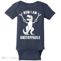 Now I Am Unstoppable Funny TRex Baby Bodysuit thumb 0
