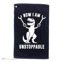 Now I Am Unstoppable Funny TRex Golf Towel thumb 0