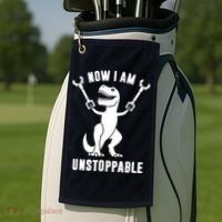 Now I Am Unstoppable Funny TRex Golf Towel thumb 2