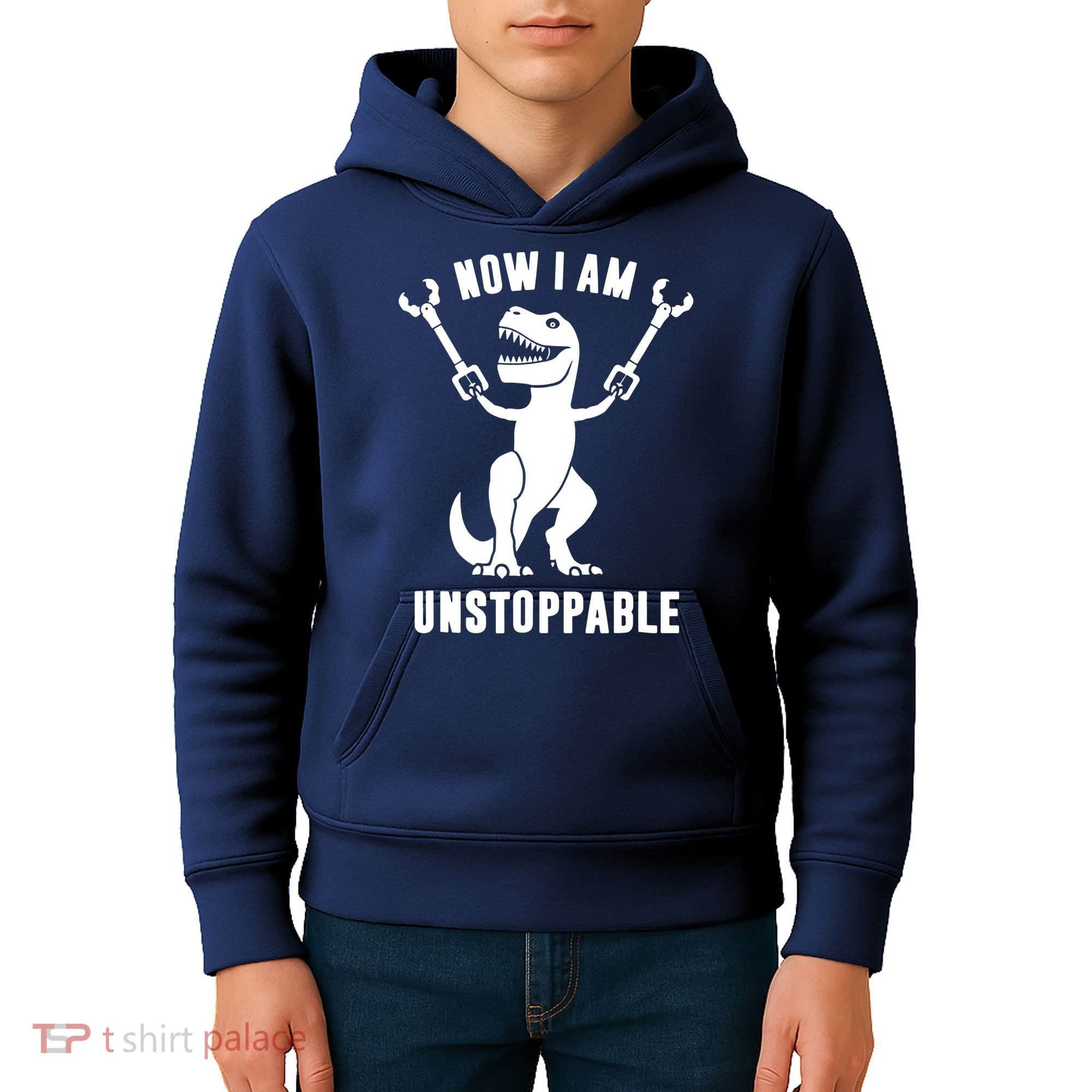 Now I Am Unstoppable Funny TRex Kids Hoodie