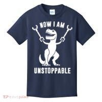 Now I Am Unstoppable Funny TRex Kids T-Shirt thumb 0