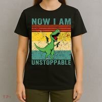 Now I am Unstoppable TRex Funny Dinosaur Retro Vintage T-Shirt thumb 4