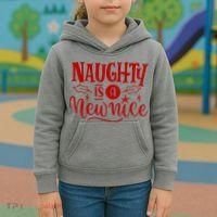 Naughty Is A New Nice Funny Holiday Gift Kids Hoodie thumb 3