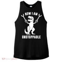 Now I Am Unstoppable Funny TRex Ladies PosiCharge Tri-Blend Wicking Tank thumb 0