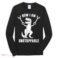 Now I Am Unstoppable Funny TRex Tall Long Sleeve Shirt thumb 0