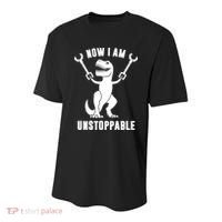 Now I Am Unstoppable Funny TRex Youth Performance Sprint T-Shirt thumb 0
