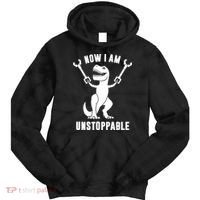Now I Am Unstoppable Funny TRex Tie Dye Hoodie thumb 0