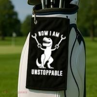 Now I Am Unstoppable Funny TRex Golf Towel thumb 2