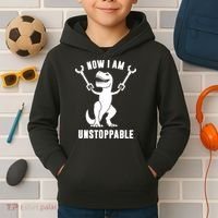 Now I Am Unstoppable Funny TRex Kids Hoodie thumb 2