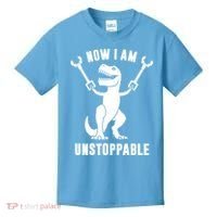 Now I Am Unstoppable Funny TRex Kids T-Shirt thumb 0