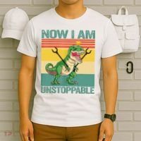 Now I Am Unstoppable TRex Funny Dinosaur Retro Vintage T-Shirt thumb 6