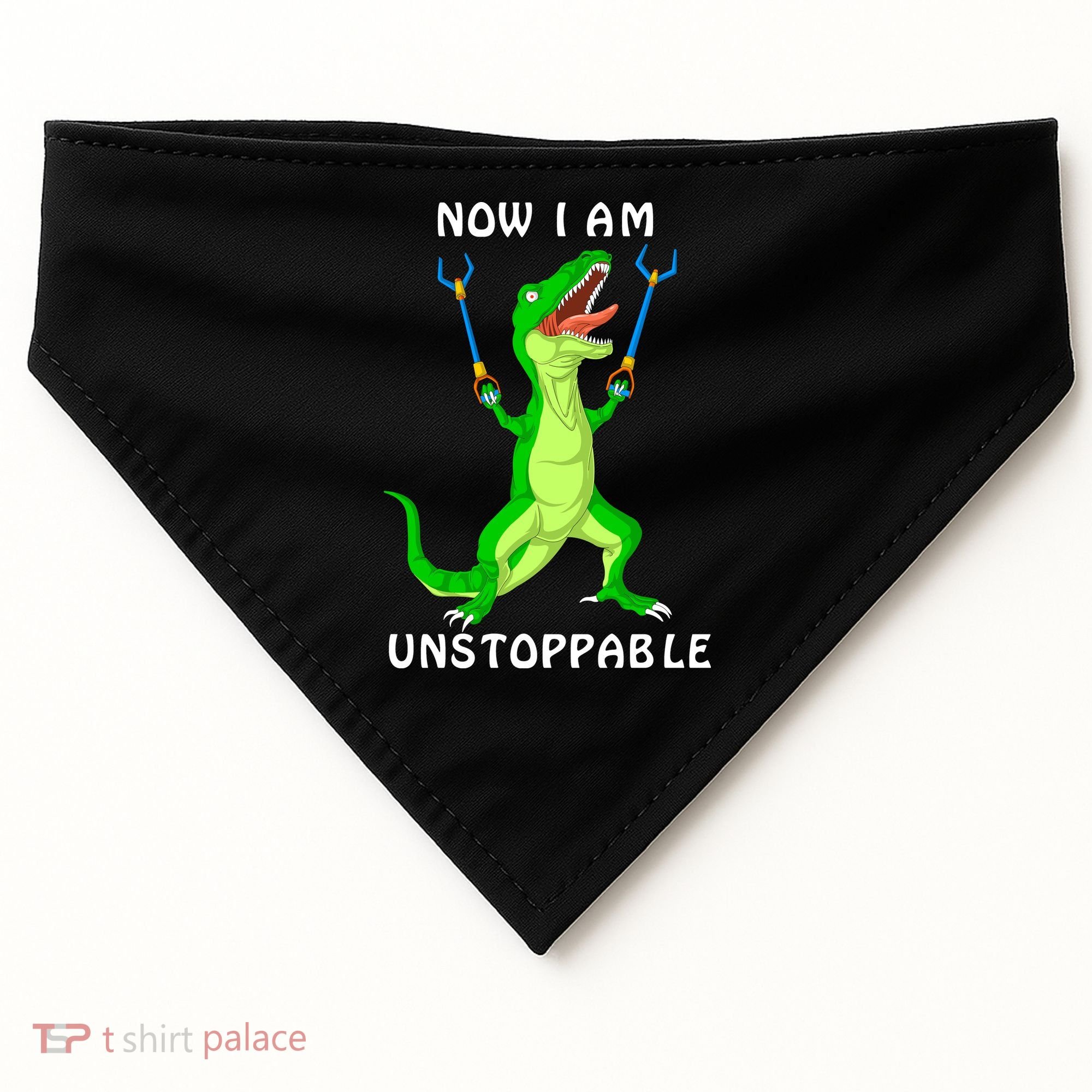 Now I Am Unstoppable Dinosaur USA-Made Doggie Bandana