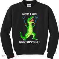 Now I Am Unstoppable Dinosaur Kids Sweatshirt thumb 0