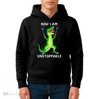 Now I Am Unstoppable Dinosaur Kids Hoodie thumb 4