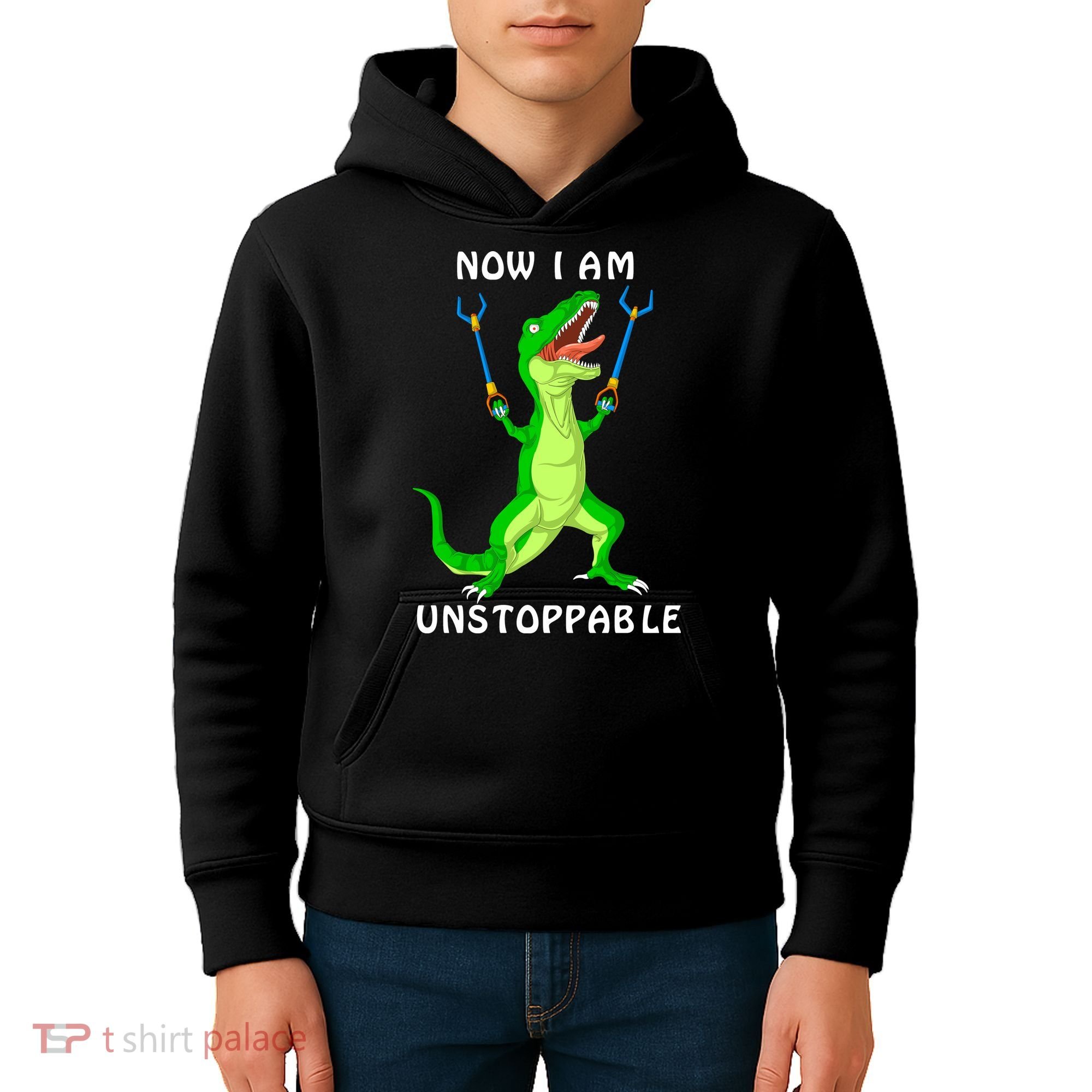 Now I Am Unstoppable Dinosaur Kids Hoodie