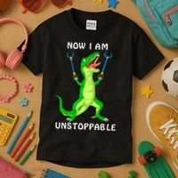 Now I Am Unstoppable Dinosaur Kids T-Shirt thumb 3
