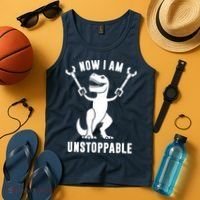 Now I Am Unstoppable Funny T Rex Tank Top thumb 4