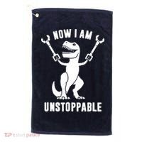 Now I Am Unstoppable Funny T Rex Golf Towel thumb 0