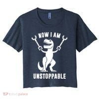 Now I Am Unstoppable Funny T Rex Women's Crop Top Tee thumb 0
