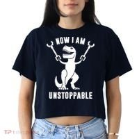 Now I Am Unstoppable Funny T Rex Women's Crop Top Tee thumb 2