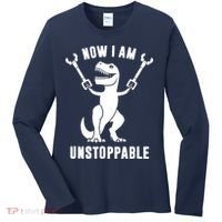 Now I Am Unstoppable Funny T Rex Women's Long Sleeve Shirt thumb 0