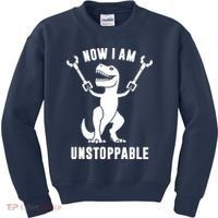 Now I Am Unstoppable Funny T Rex Kids Sweatshirt thumb 0