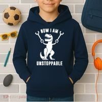 Now I Am Unstoppable Funny T Rex Kids Hoodie thumb 2