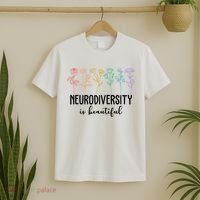Neurodiversity Is Beautiful Colorful Flowers T-Shirt thumb 2