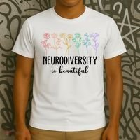 Neurodiversity Is Beautiful Colorful Flowers T-Shirt thumb 3