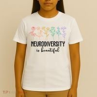 Neurodiversity Is Beautiful Colorful Flowers T-Shirt thumb 4