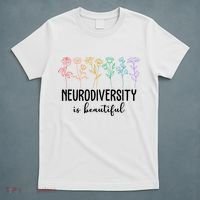 Neurodiversity Is Beautiful Colorful Flowers T-Shirt thumb 5