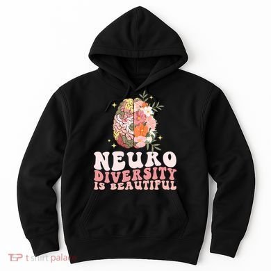 Neurodiversity Is Beautiful Floral Brain Groovy Hoodie
