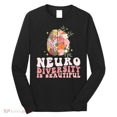 Neurodiversity Is Beautiful Floral Brain Groovy Long Sleeve Shirt