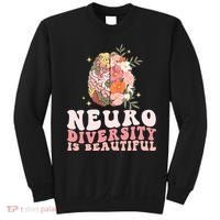 Neurodiversity Is Beautiful Floral Brain Groovy Sweatshirt thumb 0