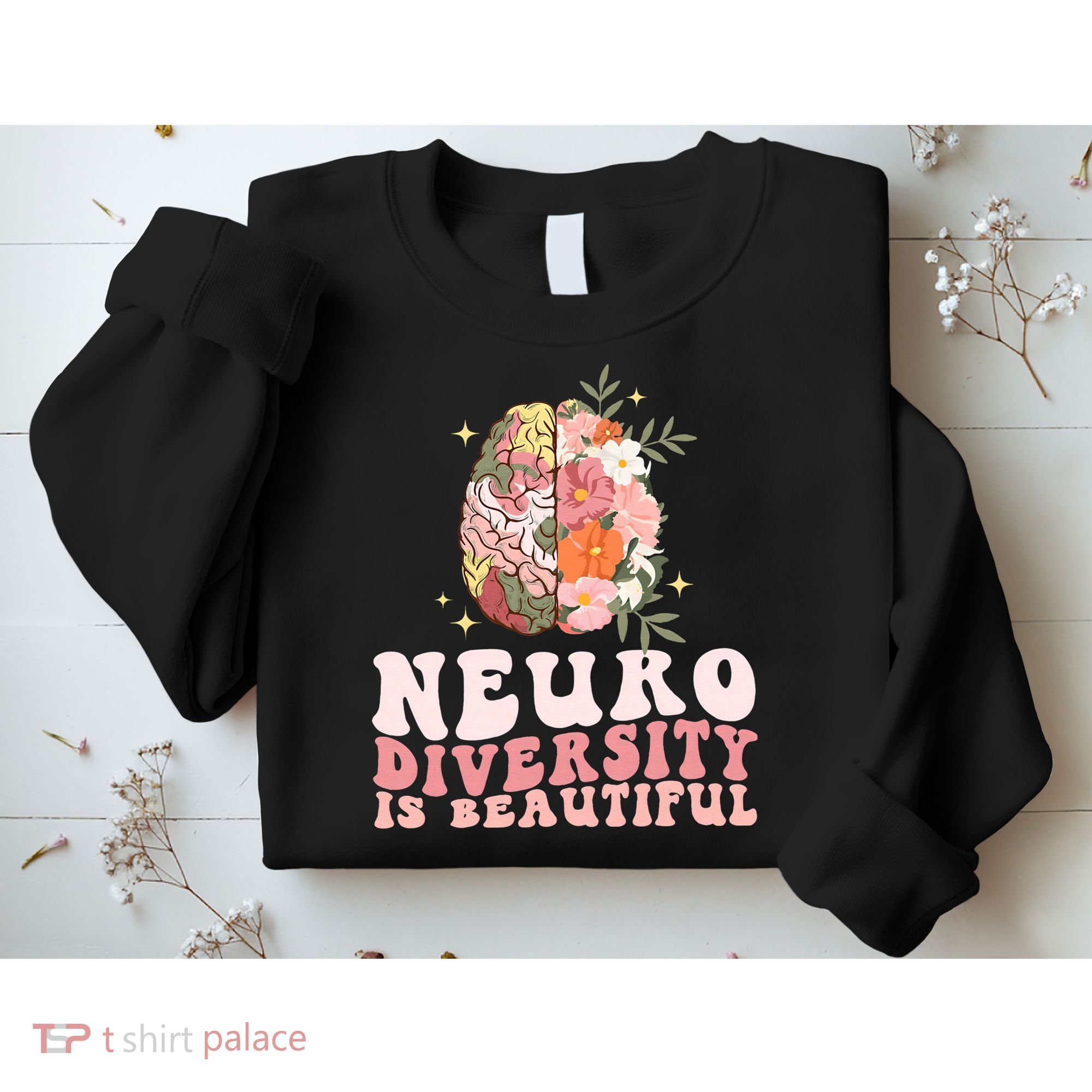 Neurodiversity Is Beautiful Floral Brain Groovy Sweatshirt