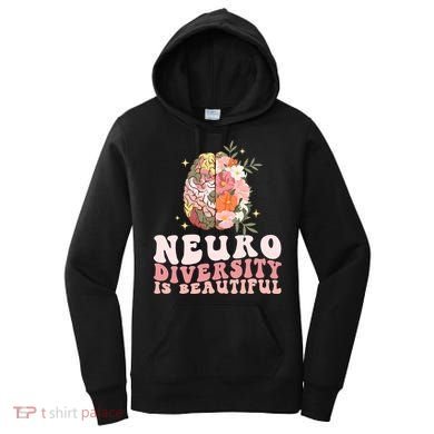 Neurodiversity Is Beautiful Floral Brain Groovy Women's Hoodie