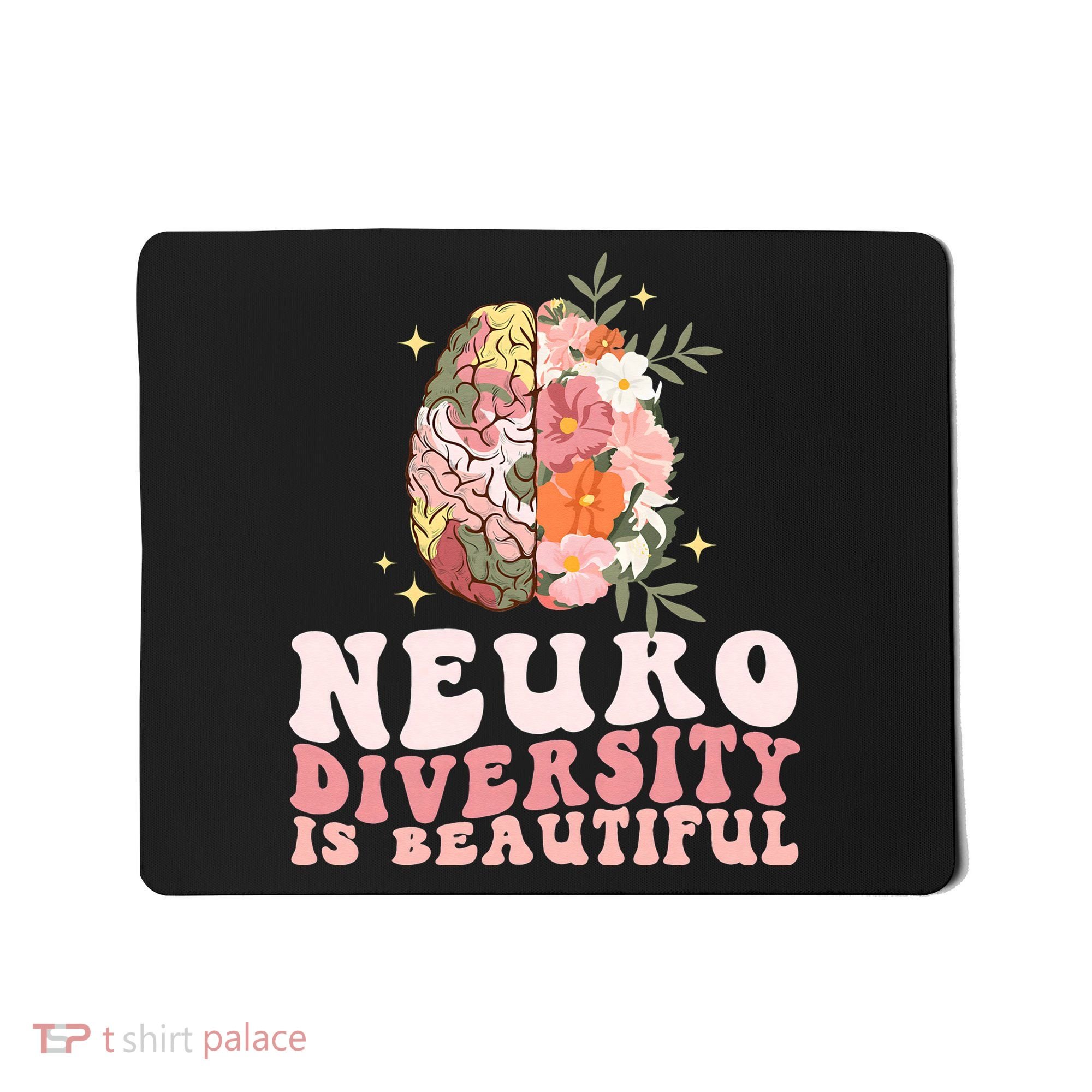 Neurodiversity Is Beautiful Floral Brain Groovy Mousepad
