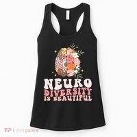Neurodiversity Is Beautiful Floral Brain Groovy Women's Tank Top thumb 0