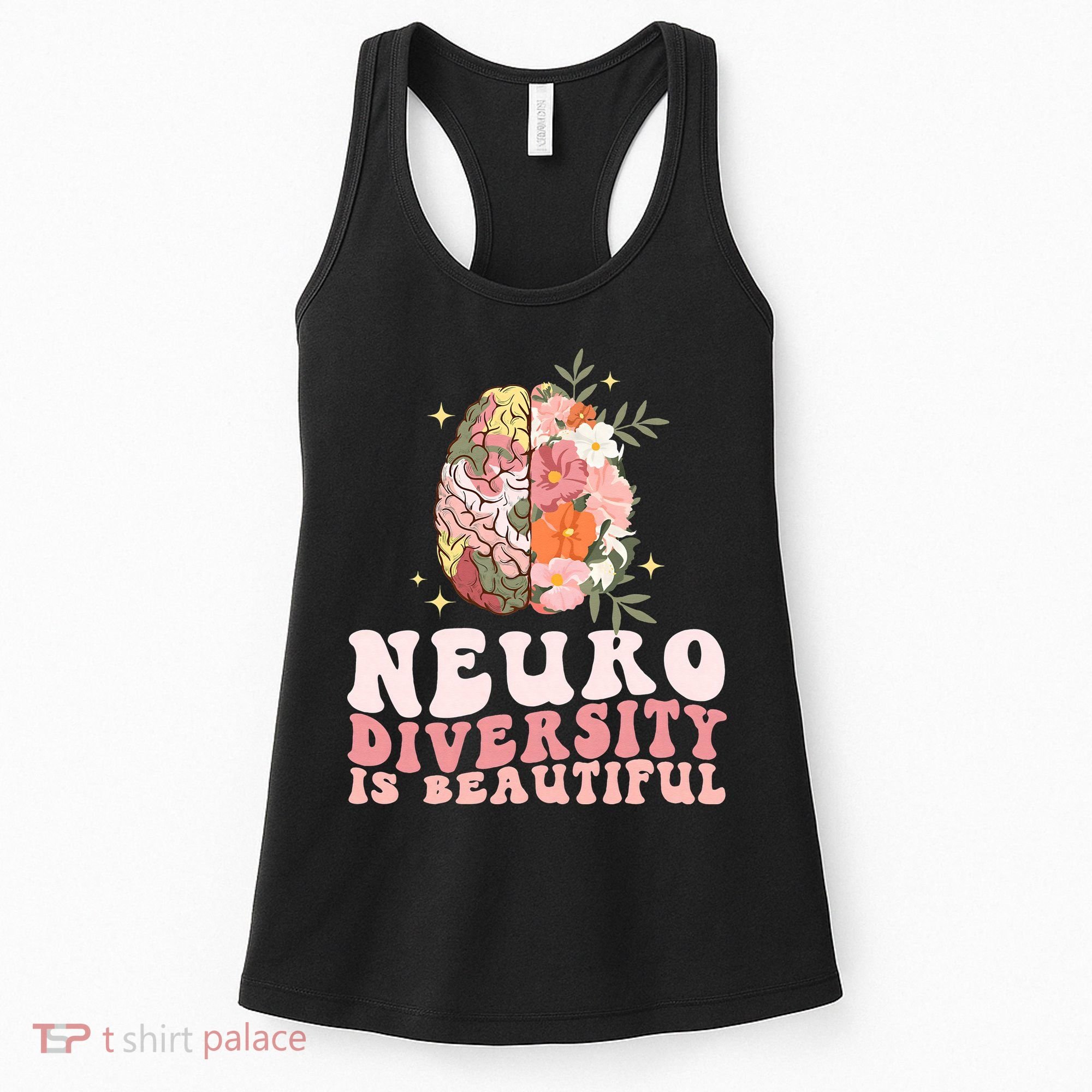 Neurodiversity Is Beautiful Floral Brain Groovy Women's Tank Top